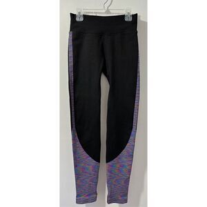 Lululemon women’s black leggings multicolor striping legs size 6/28. #16-1597